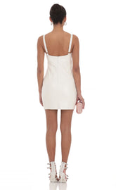 Faux Leather Dress in White